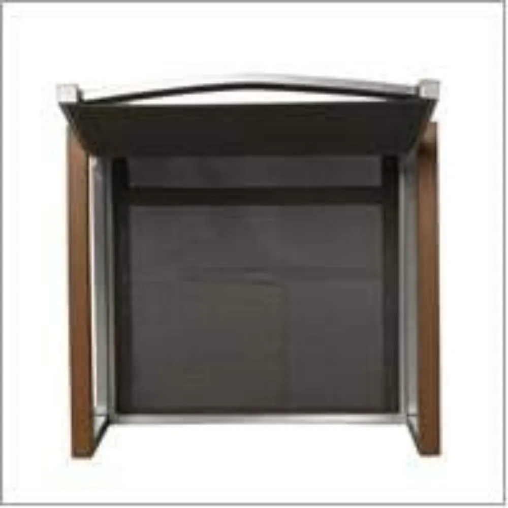 كراسي تناول الطعام من Great Deal Furniture Emma Patio - ألومنيوم - مقاعد شبكية خارجية - أذرع خشبية صناعية - مجموعة من 2 - فضي مع رمادي و