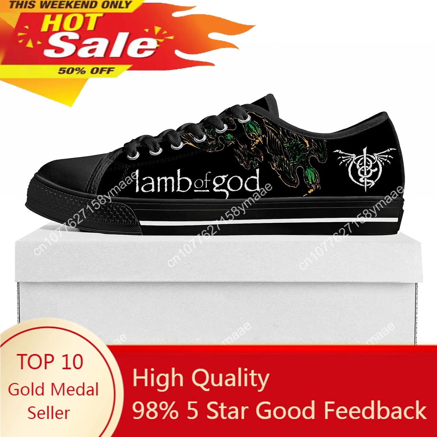 

Lamb of God Rock Band Low Top Sneakers Womens Mens Teenager High Quality Sneaker Canvas Casual Custom Made Shoes Customize Shoe
