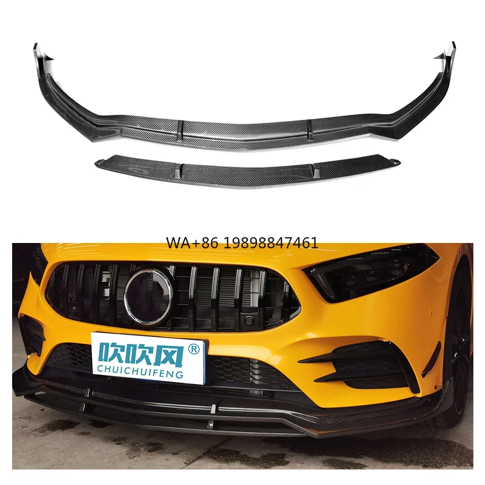 

Auto Tuning Car Bumpers Bodykit Dry Carbon Fiber Gloss Black Front Lips Diffuser Spoiler Splitter for Mercedes BENZ AMG A35