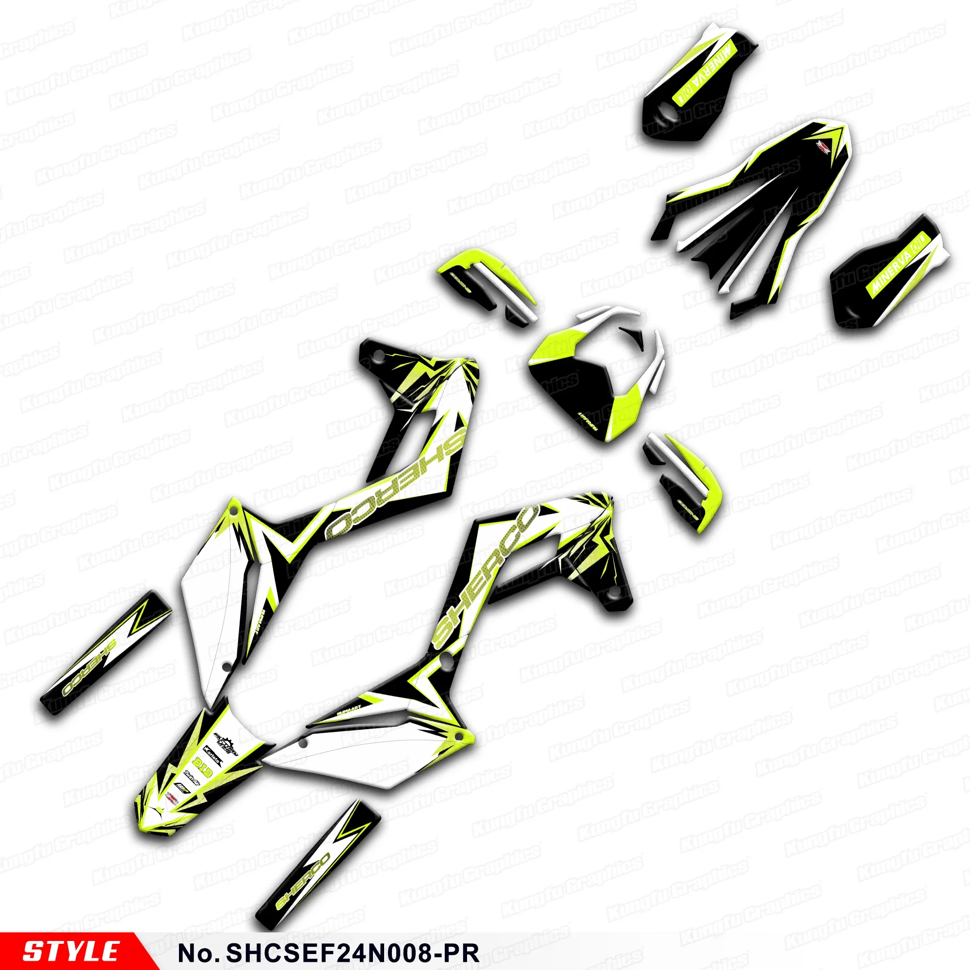 

Глянцевая наклейка из ламината с мотоциклетной графикой для Sherco SE SEF 125 250 300 450 500 Enduro 2024, номер стиля SHCSEF24N008-PR