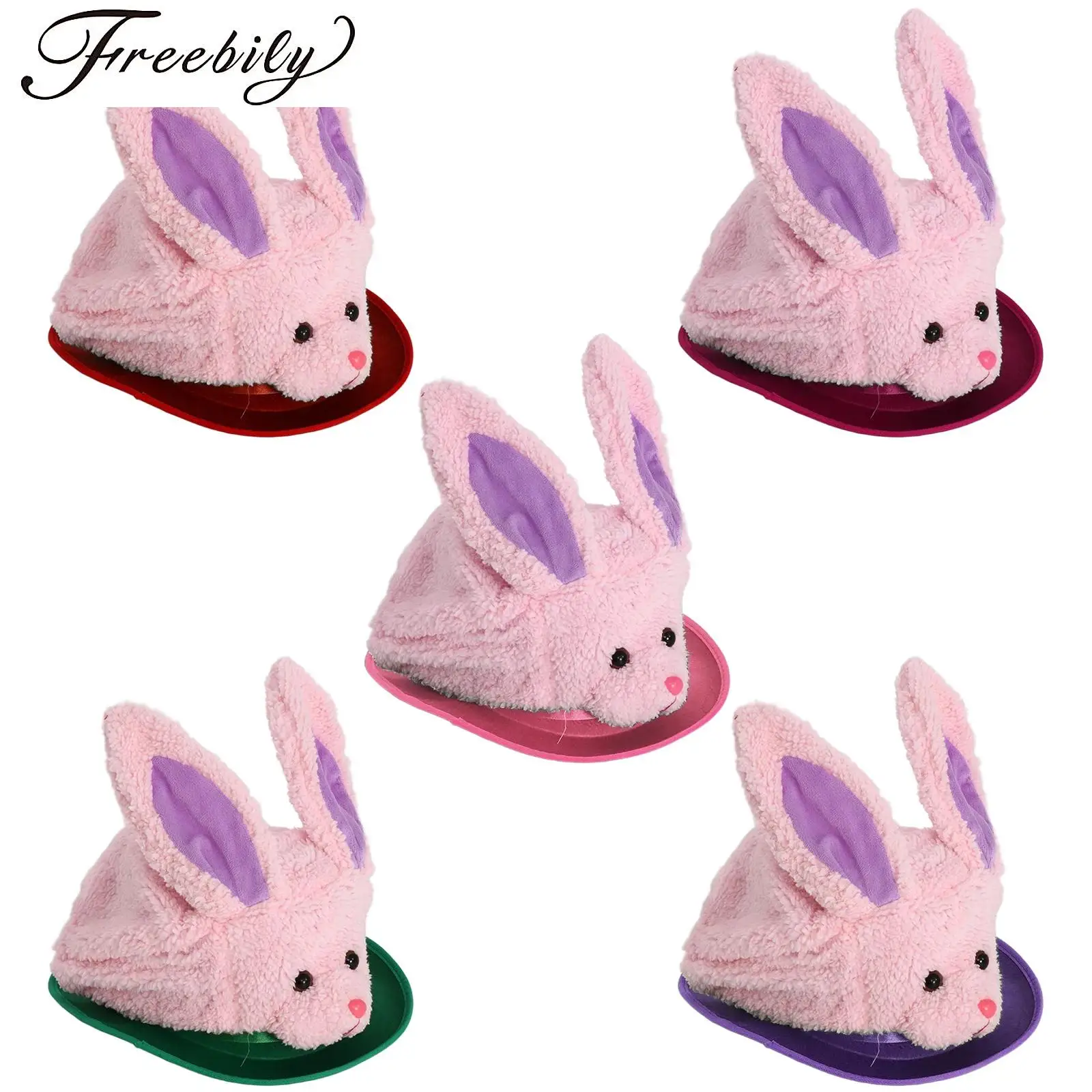 

Funny Cute Easter Bunny Top Hat Rabbit Felt Hat Detachable Rabbit Ear Cover Topper Halloween Party Cosplay Costume Fancy Ball