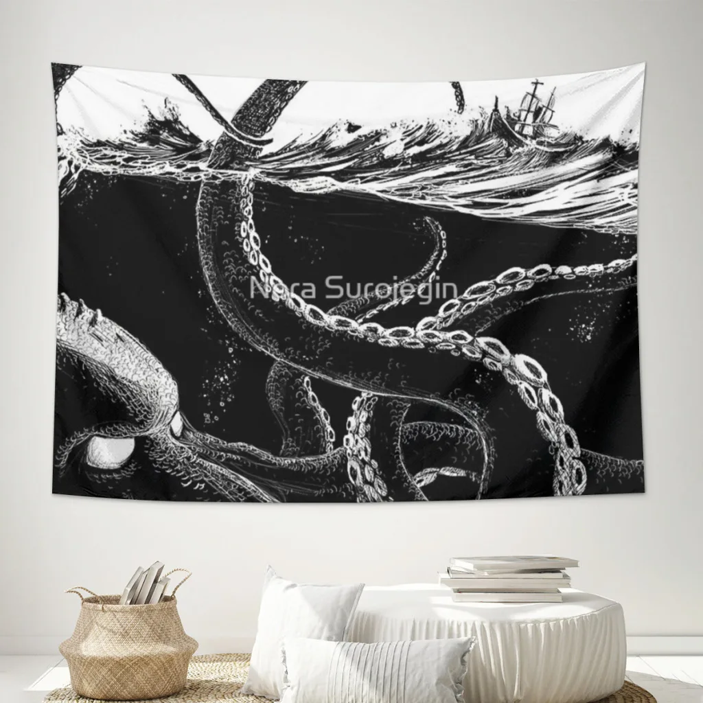 Tapeçarias Wall Art para casa e decoração do quarto, tapeçaria, Kraken, governa o mar