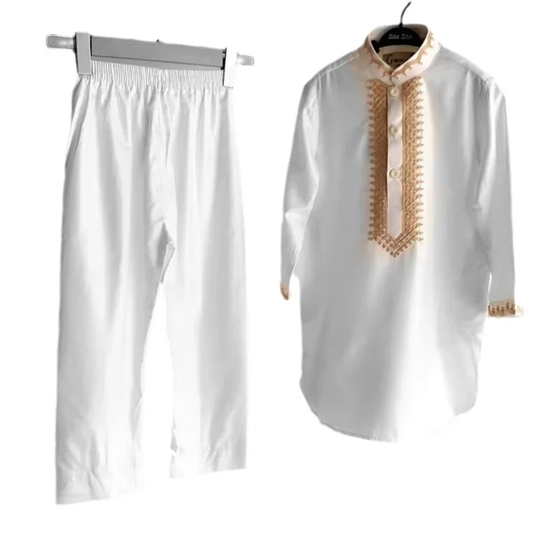 

Комплекты из двух предметов, традиционный китайский пуловер с круглым вырезом и длинными рукавами, однотонные брюки до щиколотки, мировая одежда с вышивкой, новинка 2023 г.