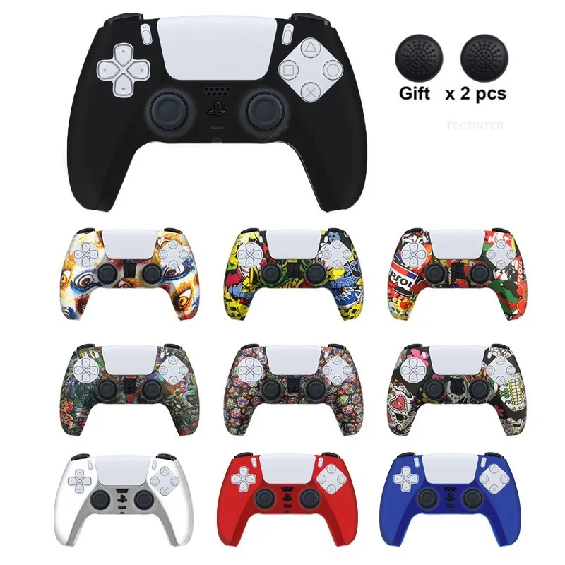 For PS5 Soft Silicone Gel Rubber Case Thumb Grips Caps Cover For SONY Playstation 5 Controller Protection Case For PS5 Gamepad