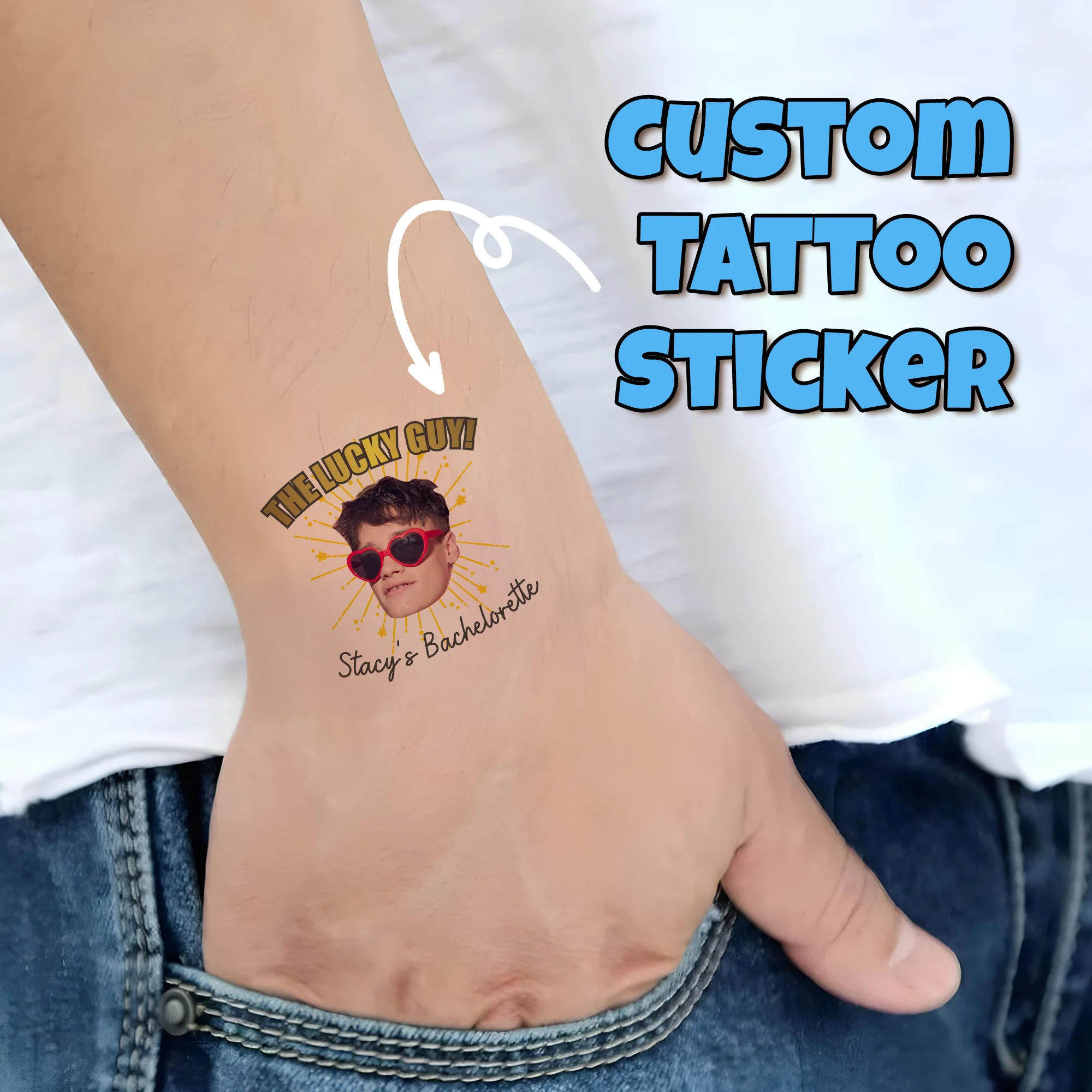 

Custom Temporary Tattoo 1.5-30cm Personalized Photo Temporary Tattoo Sticker for Wedding Cosplay Company Logo Party, Pets
