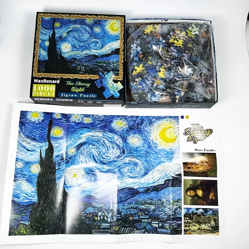 Maxrenard Van Gogh 1000-piece Puzzles for Adults - Starry Sky 48x67cm (18.9x26.4in) Large Celestial Wall Art Unique