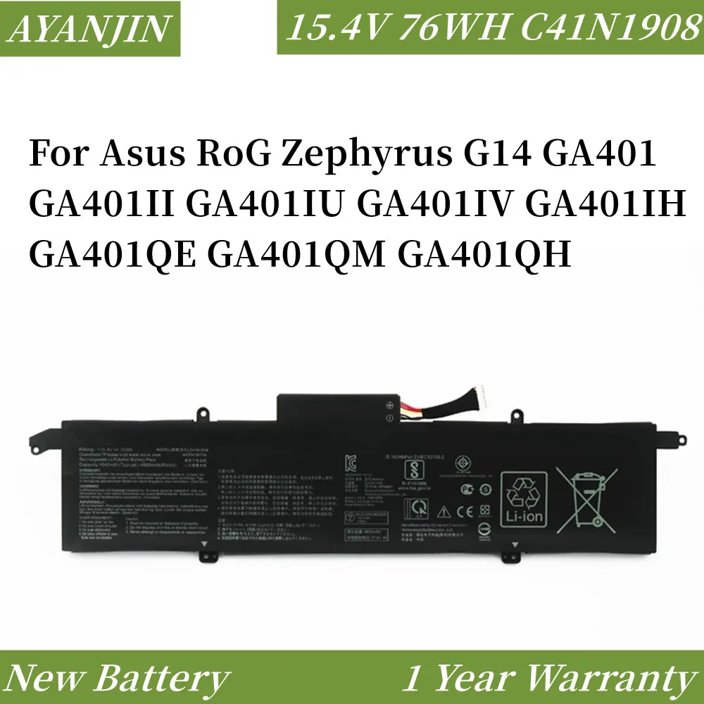 

C41N1908 0B200-03610000 4940mAh Battery For Asus RoG Zephyrus G14 GA401 GA401II GA401IU GA401IV GA401IH GA401QE GA401QM GA401Q