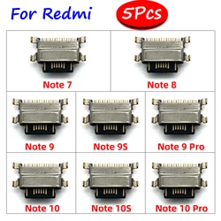 5Pcs, NEW Micro USB Jack Charging Socket Charger Port Plug Dock Connector For Xiaomi Redmi Note 7 8 8T 10S 9S 9 10 Pro