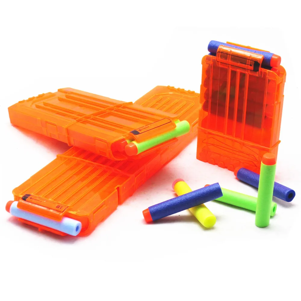 Transparent Orange Universal Reload Clip 6 /12 /18 Rounds for Nerf Magazine Darts Replacement Soft Bullet Toy Gun Accessories