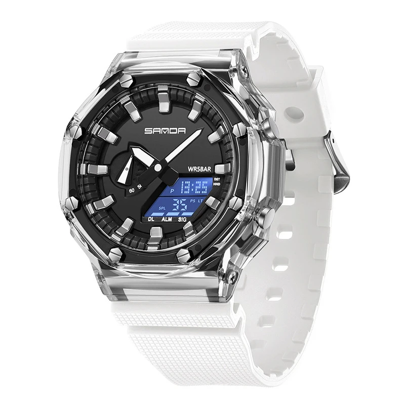 ZH137 Trendy and fashionable Men watch octagonal transparent multifunctional waterproof quartz watch，watches for man