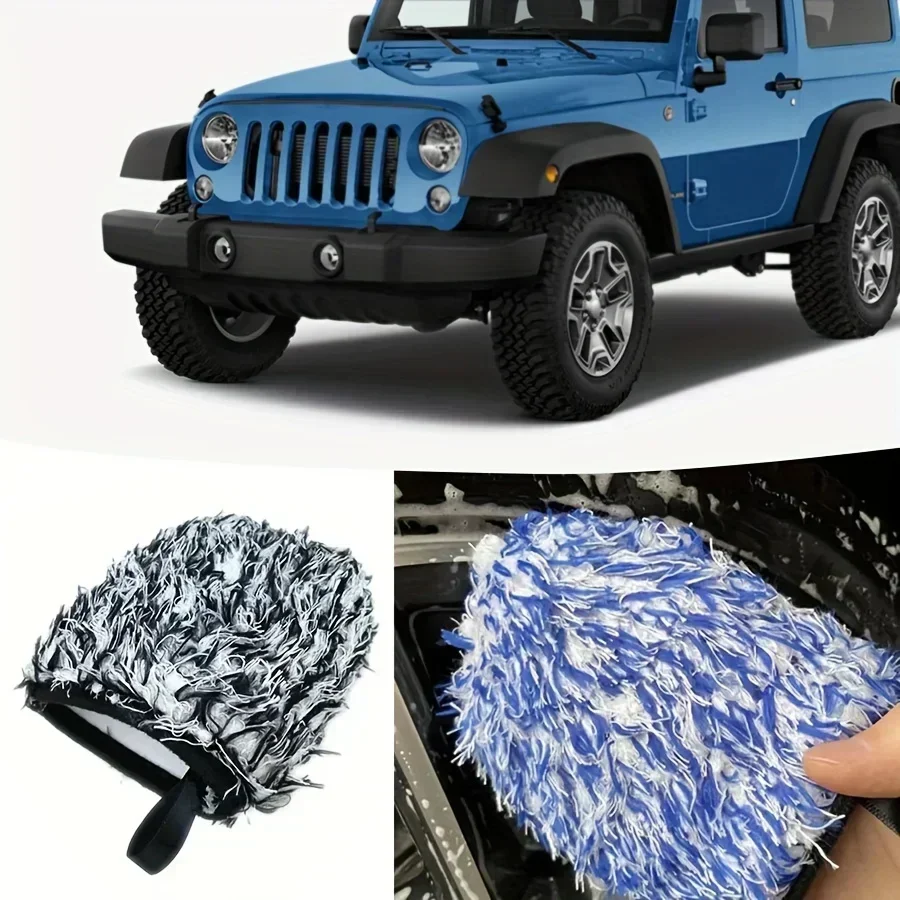 Super Soft Car Microfiber Wheel Detailer Wash Glove Thickening Two-sided Car Detailing Pocket Mitt Car Wash Products