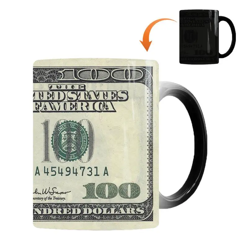 Dollar Color Changing Mug Creative Color Changing Ceramic Magic Tea Milk Coffee Mug Thermal Reaction Warm Magic Coffee Tea Cup