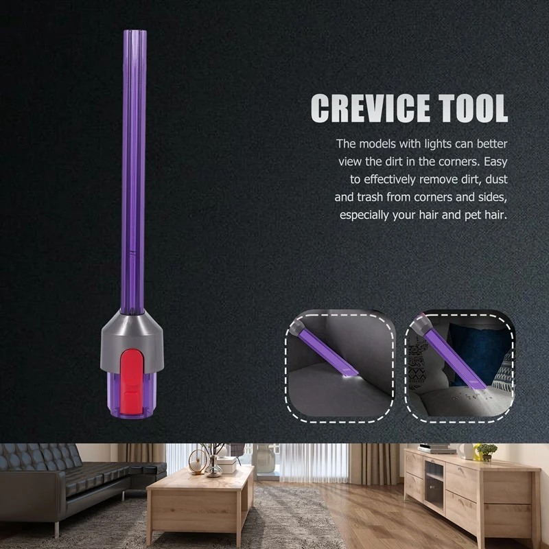 Narzędzie szczelinowe szczotka z dyszą, z lampką LED do Dyson V7 V8 V10 V11 z wąską dyszą