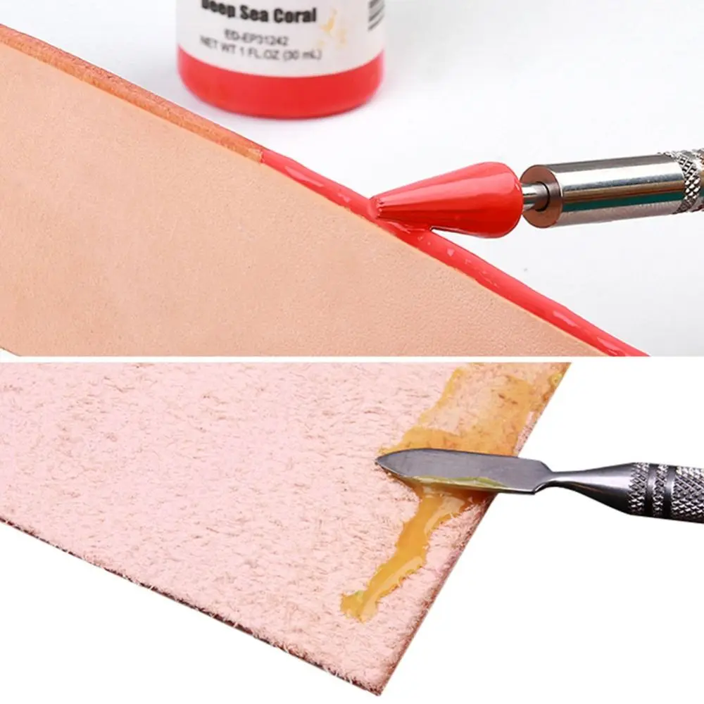 Durable DIY Leather Edge Oil Pen Double Head Stainless Steel Gluing Dye Pen Paint Roller Stick Leather