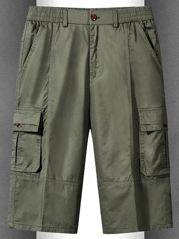 

Summer Casual Cotton Work Pants Men's Thin Sport Loose Multi-ket Mid-Waist Large Size orts Faion Urban Sle Straight Leg