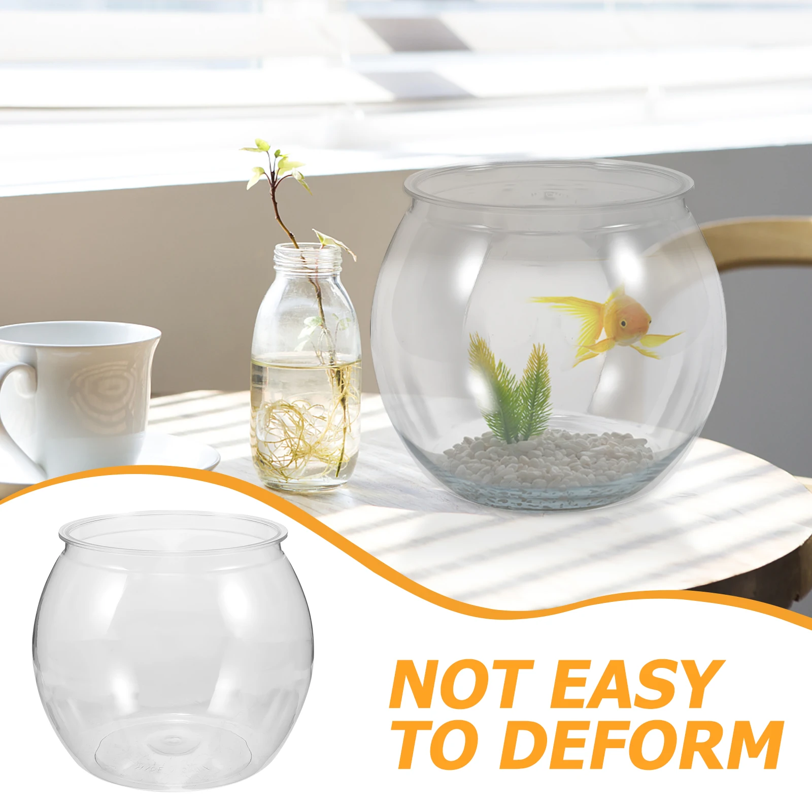 

Transparent Fish Tank Small Circle Betta Bowl Plastic Aquarium for Goldfish Office Home Decoration Portable Fish Bowl Tank