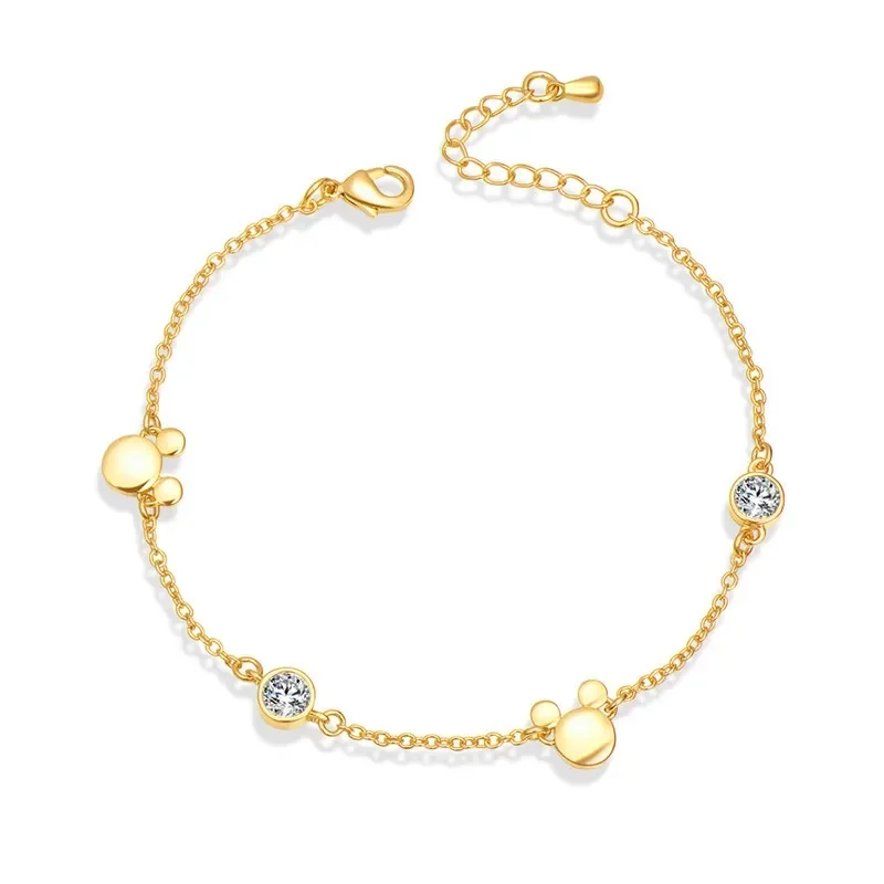 Pulsera de Mickey Mouse con figura de Anime de Disney para niñas, joyería de dibujos animados, pulsera de Minnie, regalo de cumpleaños para niños