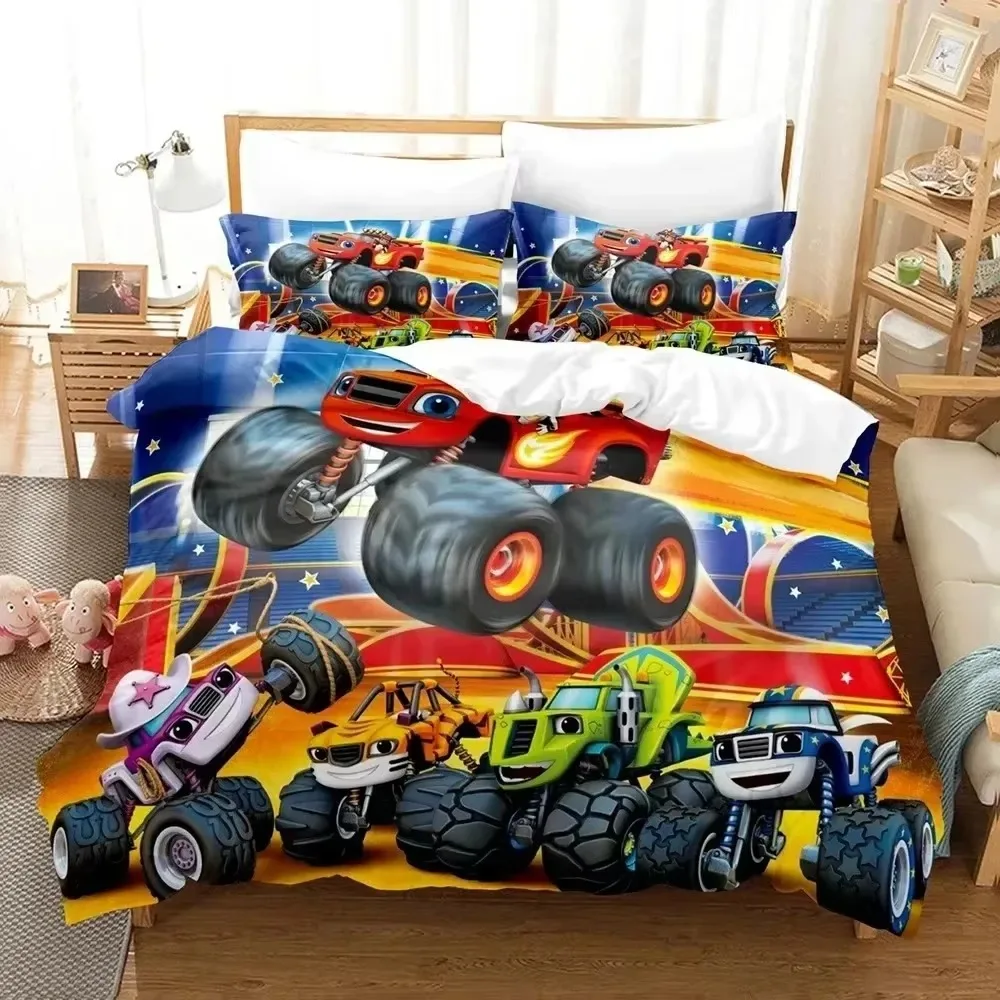 3D Print Blaze N Monster Machines Bedding Set Cartoon Duvet Cover Double Twin Full Queen King Adult Boys Bedclothes Quilt Cover