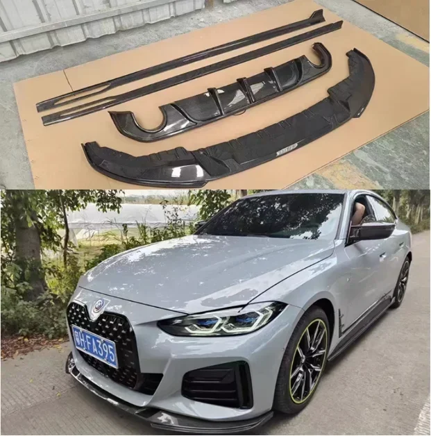 New！ For BMW G26 4 Series 4Door 2022 2023 2024 Real Carbon Fiber Bumper Front Lip Rear Trunk Diffuser Spoiler Side Skirt Body Ki