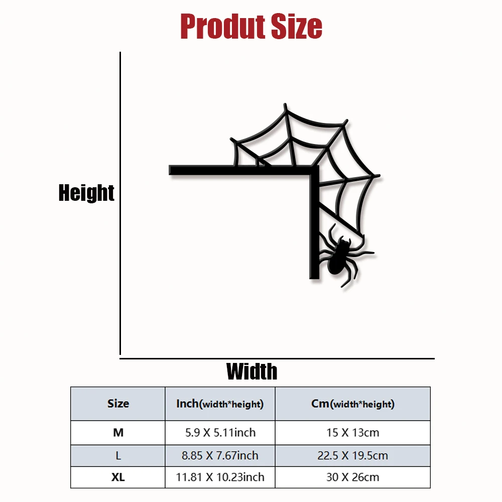 1Pc Halloween Spider Metal Wall Art,Door Corner Art,for Home Room Wedding Party Decor,As Halloween Christmas birthday Gift - view 5