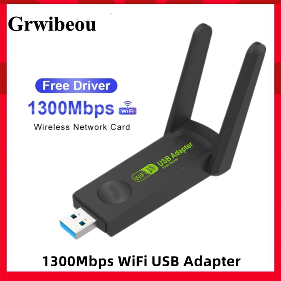 1300Mbps USB 3.0 WiFi อะแดปเตอร์ Dual Band 2.4G/5GHz ไร้สาย WIFI dongle เสาอากาศ USB อีเธอร์เน็ตเครือข่ายสำหรับพีซีแล็ปท็อป