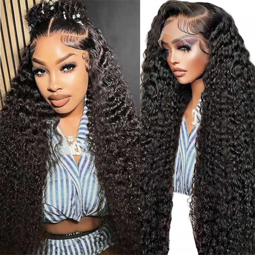 

Парик из натуральных волос с креплением на кружевной основе 13x4, 200% плотность, кудрявые волны, 30-40 дюймов, глубокая волна, прозрачный HD кружевной фронтальный парик 13x6, предварительно сформированный