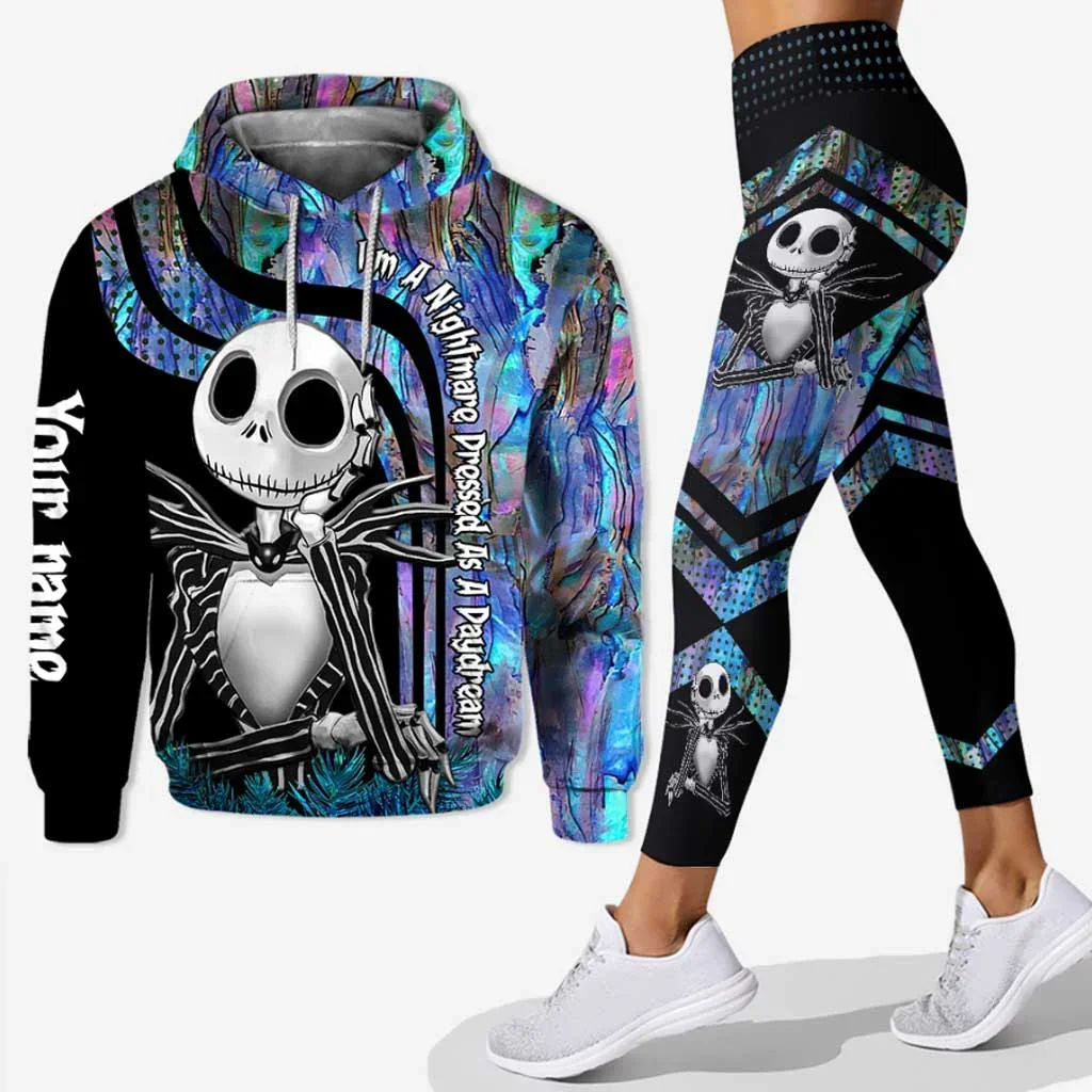 Disney Jack Skellington Nightmare Before Christmas Combo Hoodie And Legging Set Hoodie Yoga Pants Sweatpants Fashion Sports Suit