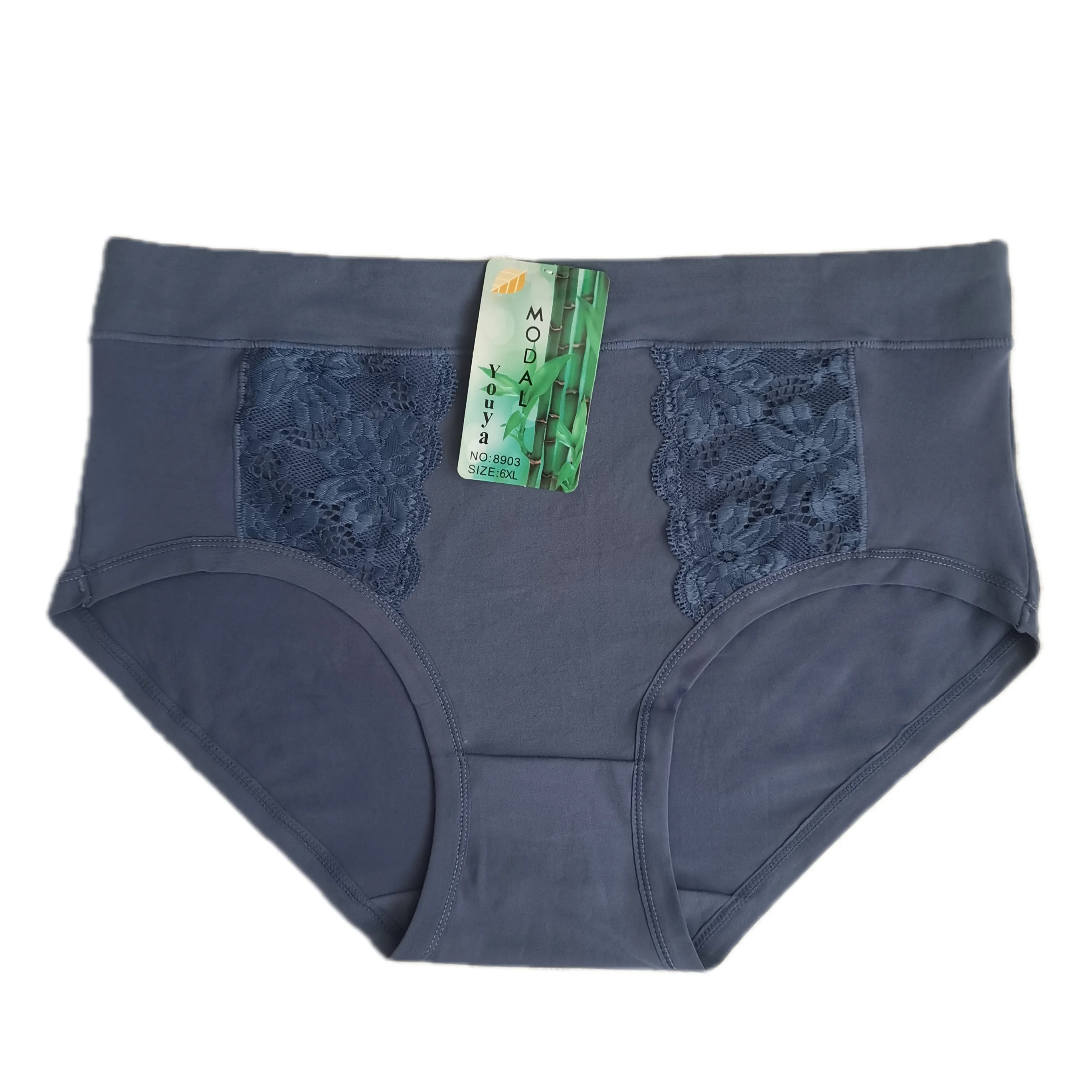 Culotte en dentelle de grande taille pour femme, sous-vêtement en bambou doux, slip mi-adulte