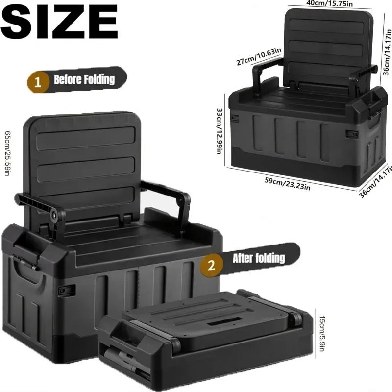 Portable Fishing Tool Box with Chair, ABS & PP Multifunctional Storage Case with Resting Arm, Double Layer Accessories Organizer