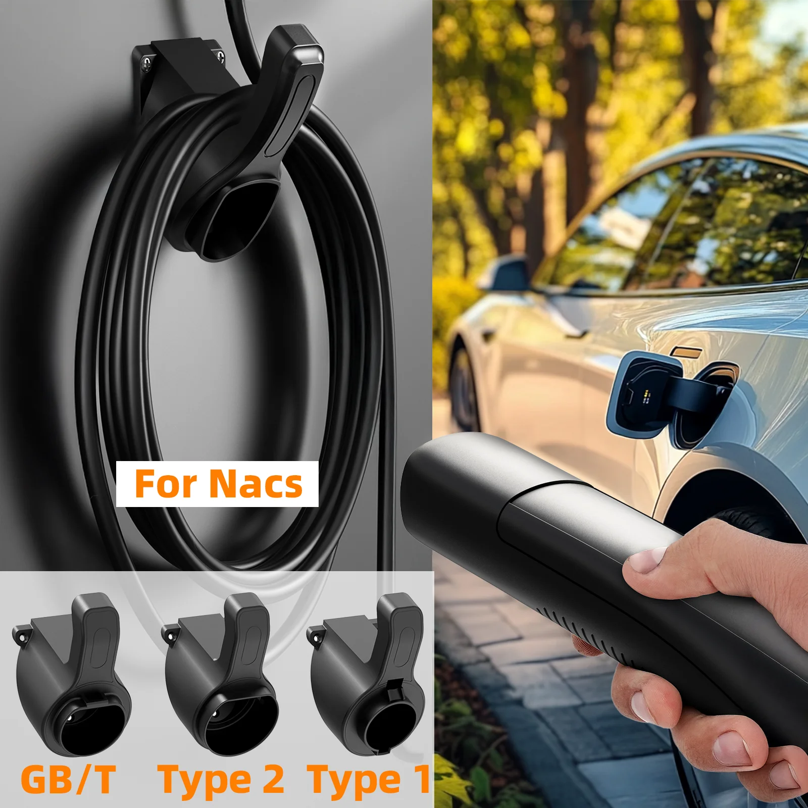 

Портативный держатель для зарядного устройства для электромобилей, подставка для TESLA Nacs Type 1 Type2 GB/T, настенный кронштейн для автомобильного зарядного устройства, кронштейн для автомобильного зарядного кабеля