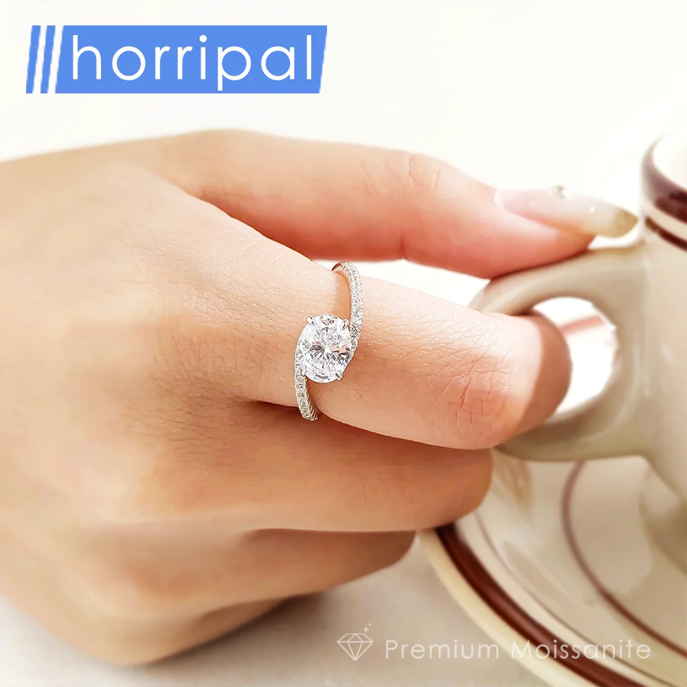 

1.5ct Oval Moissanite Stacking Ring for Women Wedding Eternity Band Fine Jewelry with GRA Certificate Sterling Silver Rings Set