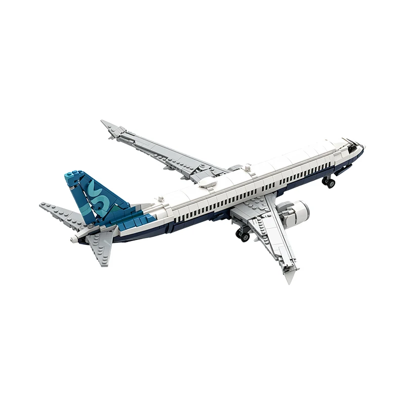 MOC City 737 MAX 8 Factory Livery Passenger Jet Airplane Transport DIY Building Blocks Bricks Toy Model Construction Gift