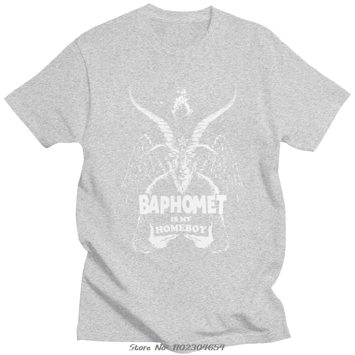 Satan Sigil Of Baphomet Demon T Shirt Men's Pre-shrunk Cotton Reading Is Fun Tee Tops O-neck Short Sleeved Fashion T-shirt