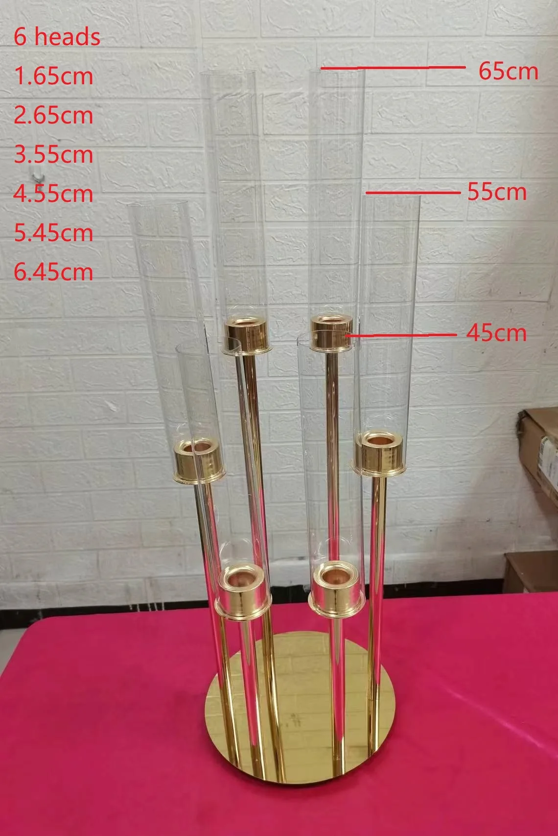 4/5/10 Stück 65cm Luxuriöse Messing-Gold-Hochzeits-Kerzenleuchter mit 5 Armen, winddicht, für verschiedene Stabkerzen, Metall-Kerzenhalter, Laternen und Kerzengläser – Detail 1