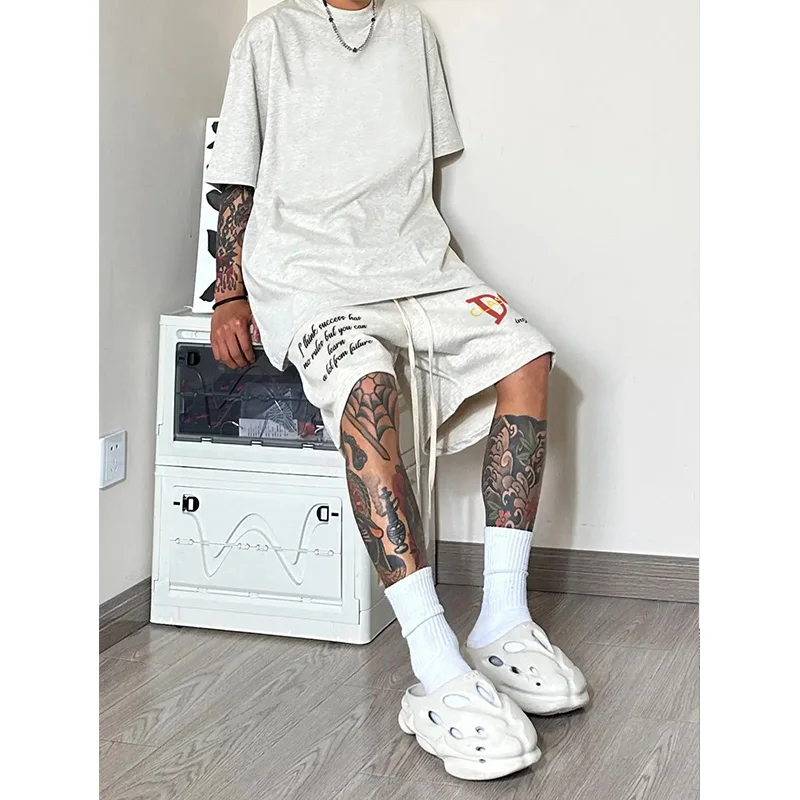 American Hiphop Casual Shorts Men's Summer Fashion Brand Versatile Loose Couple Drawstring Sports Capris