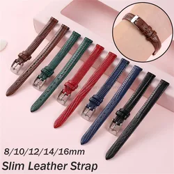 Leather WatchBand Slim Soft Leather Strap Men Women Universal Bracelet Sport Replacement Wrist Band Belt 8mm 10mm 12mm 14mm 16mm