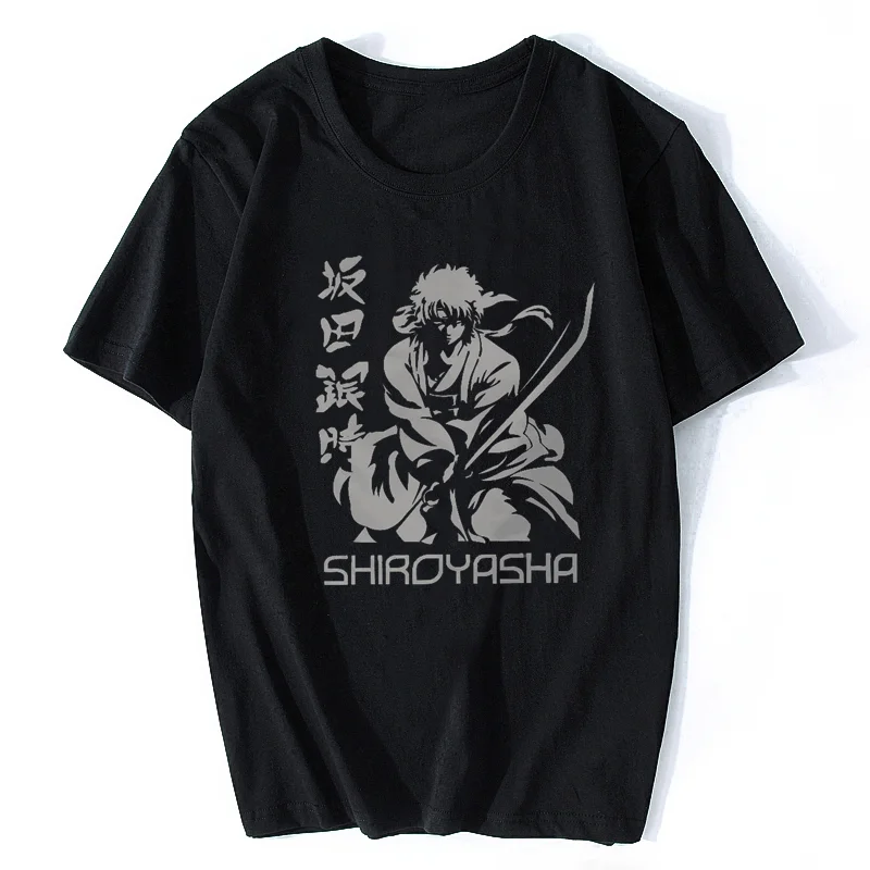 Shiroyasha l Sakata Gintoki GINTAMA Amanto Manga Tshirt Casual Punk T shirt Tops Homme Pure Cotton Oversized Tees Tops