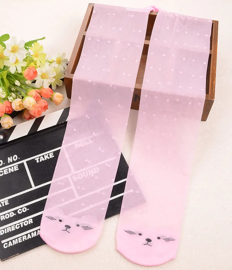 Katze dünne Punkte weiße Sommer Kawaii Kitty Strumpfhosen für Kinder Baby Mädchen Kinder transparente Strumpfhosen hochwertige Tanz-Ballett-Strümpfe – Detail 8