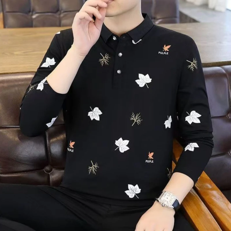 Young Men's Autumn Polo Shirt 100% Cotton Long Sleeve Tee K Inspired Collar Design Stylish Basic Layer for Casual Outfits​