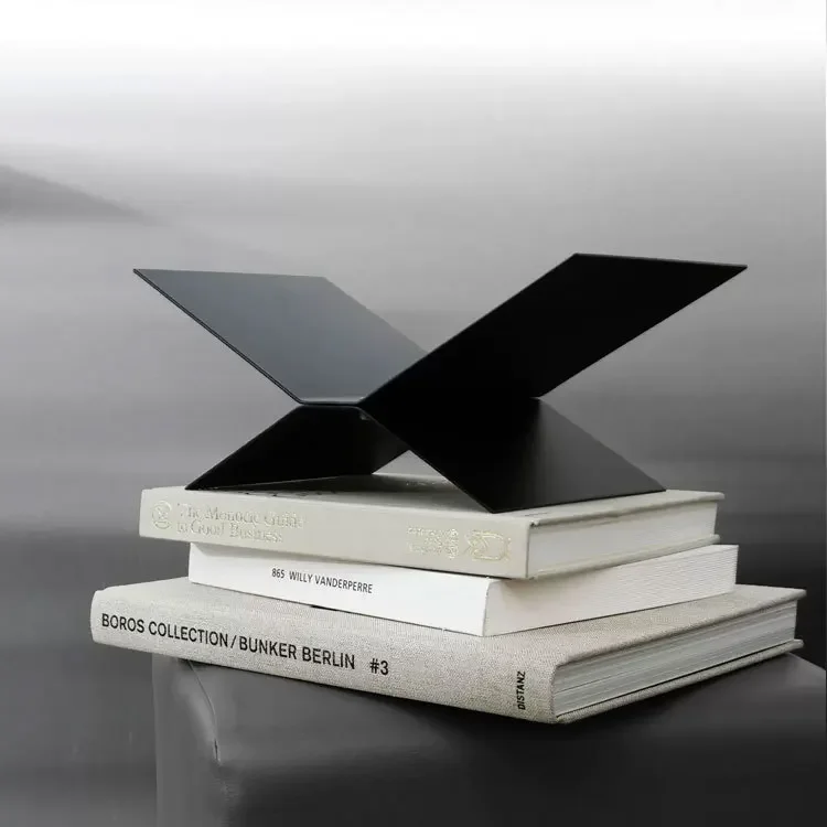 Modern simple desktop metal suspension bookshelf black display rack storage rack model room hotel family soft decoration