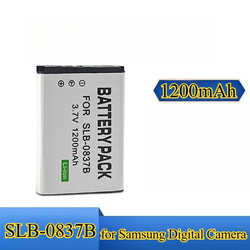 SLB-0837B Replacement Battery 1200mAh for Samsung L201 NV10 NV20 NV8 NV15 L83T L70 Digital Camera Rechargeable Li-ion Battery