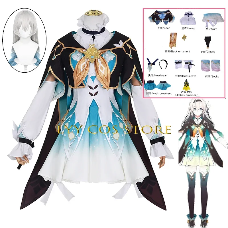 اليراع تأثيري زي للنساء ، لعبة هونكاي ستار السكك الحديدية ، اللباس والشعر المستعار ، مجموعة كاملة ، حزب لعب الملابس