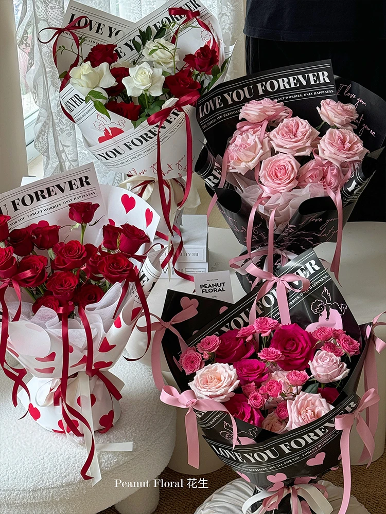 Valentine\'s Day Angel Packaging Film For Flowers Heart Shape Flower Wrapping Paper Art Aesthetics Waterproof Material Paper