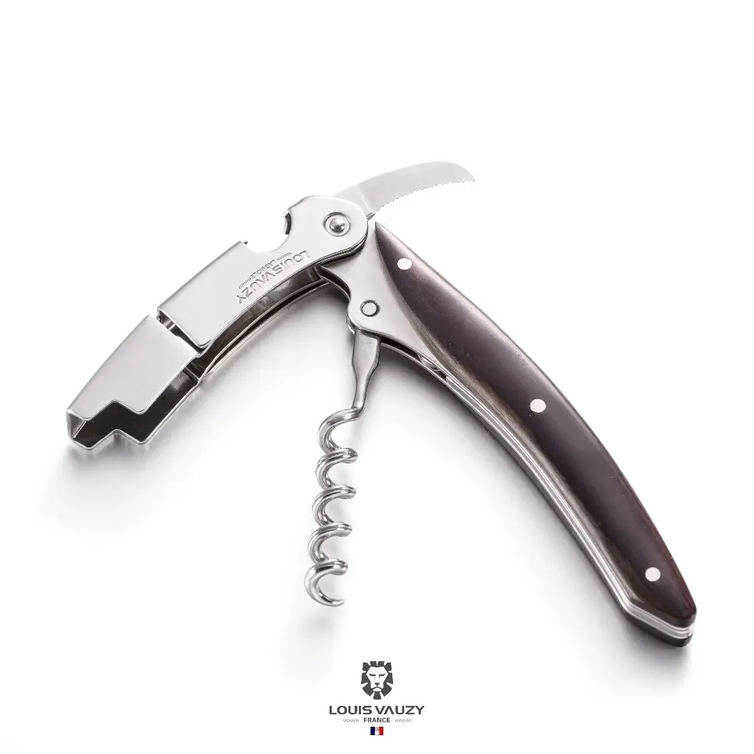 Louis Vauzy Wine Opener with High Quality Stainless Steel and Ebony Handle in Luxury Gift Box