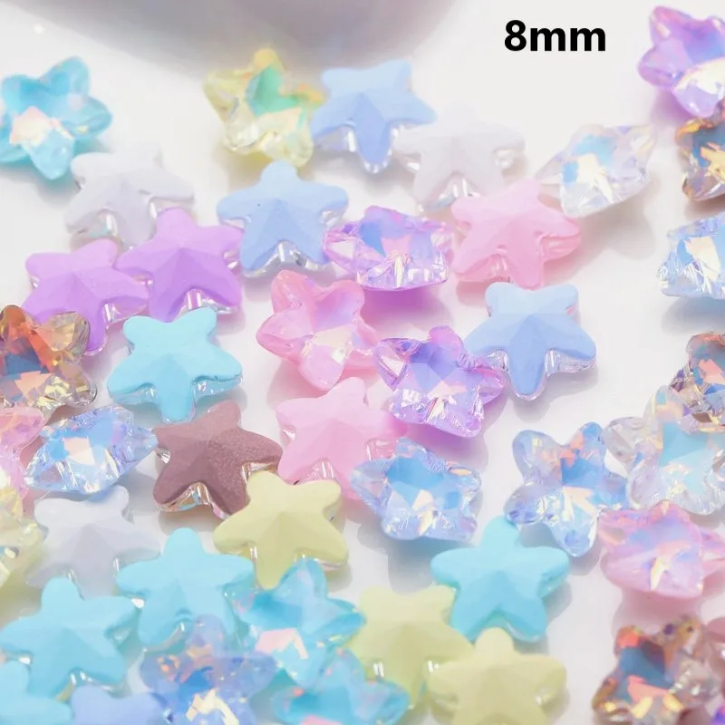 8mm/10mm Neon Starfish Mocha Nail Diamond Multi cut Crystal Pointed Bottom Nail Jewelry Super Sparkling Diamond Accessories