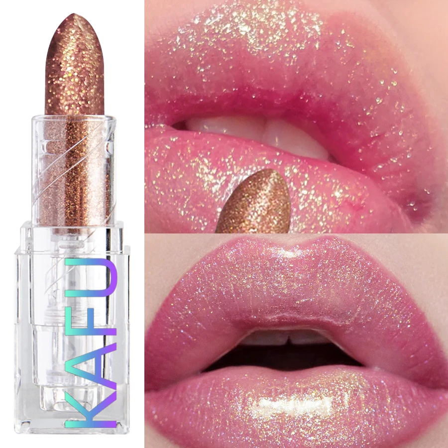 Stralende Roze Gouden Parelmoerachtige Lipgloss Make-Up Lippenstift Lipgloss Dames Make-Up Waterdicht Sexy Rood Langdurig