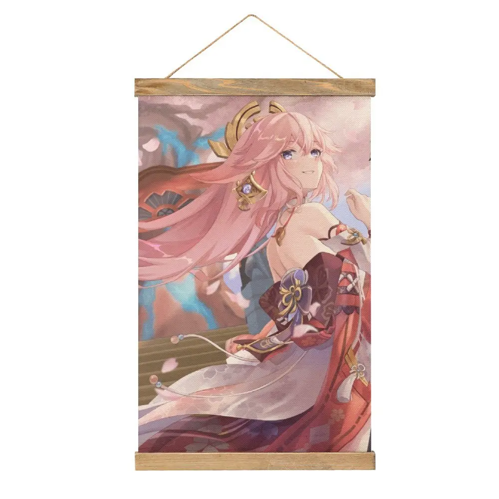 

Yae Miko Genshin Impact Inazuma Electro Vision Po Canvas Hanging Picture Classic Mural Kitchen Craft Decoration Joke Style Decor