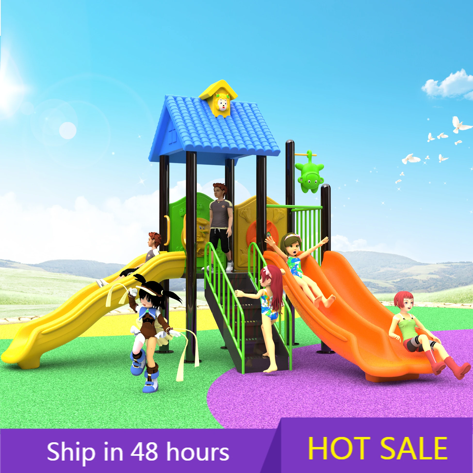 

YTYIN High Quality Outdoor Amusement Slide Combination Equipment Attractive Kindergarten Kids Small Outdoor Playground