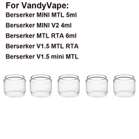 Glass Tube for VandyVape Berserker MTL RTA 6ml Berserker V1.5 mini MTL Berserker MINI V2 4ml Glass Replacement Glass Tank 5PCS