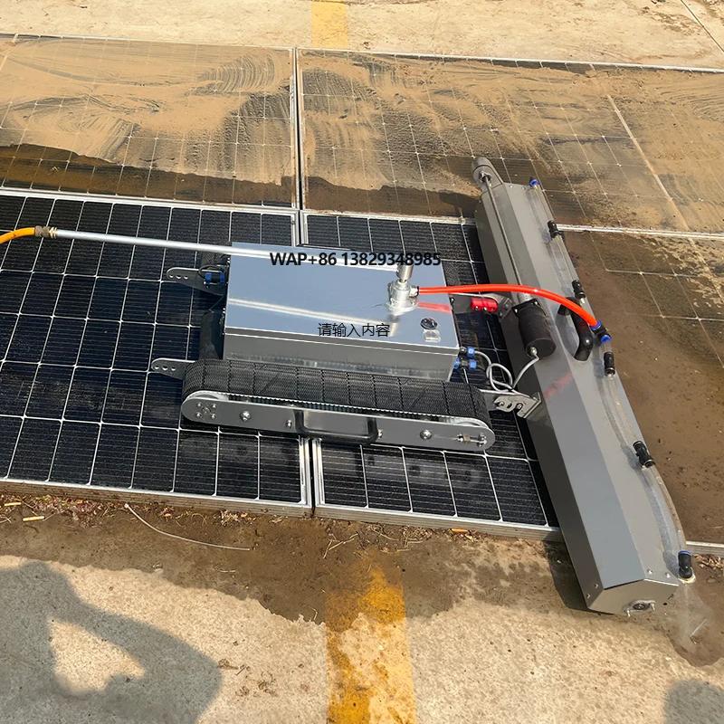 Solar Photovoltaic Panel Cleaning Robot with Remote Control 24V DC Lithium Battery Dry & Water Cleaning